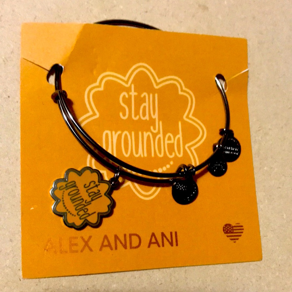 Alex and Ani “Stay Grounded” bangle on card